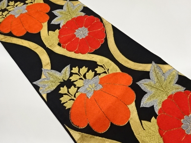 JAPANESE FUKURO OBI / WOVEN PAULOWNIA & KIKU